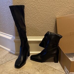 Steve Madden Black Heeled Knee High Boots